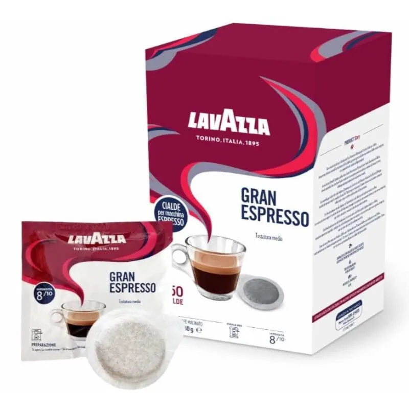 CAFFE LAVAZZA | CIALDE | 150 CIALDE MISCELA GRAN ESPRESSO | 1 SCATOLA DA 150 CIALDE | SCATOLA COLORE BIANCO E BORDEAUX | - immagine 1